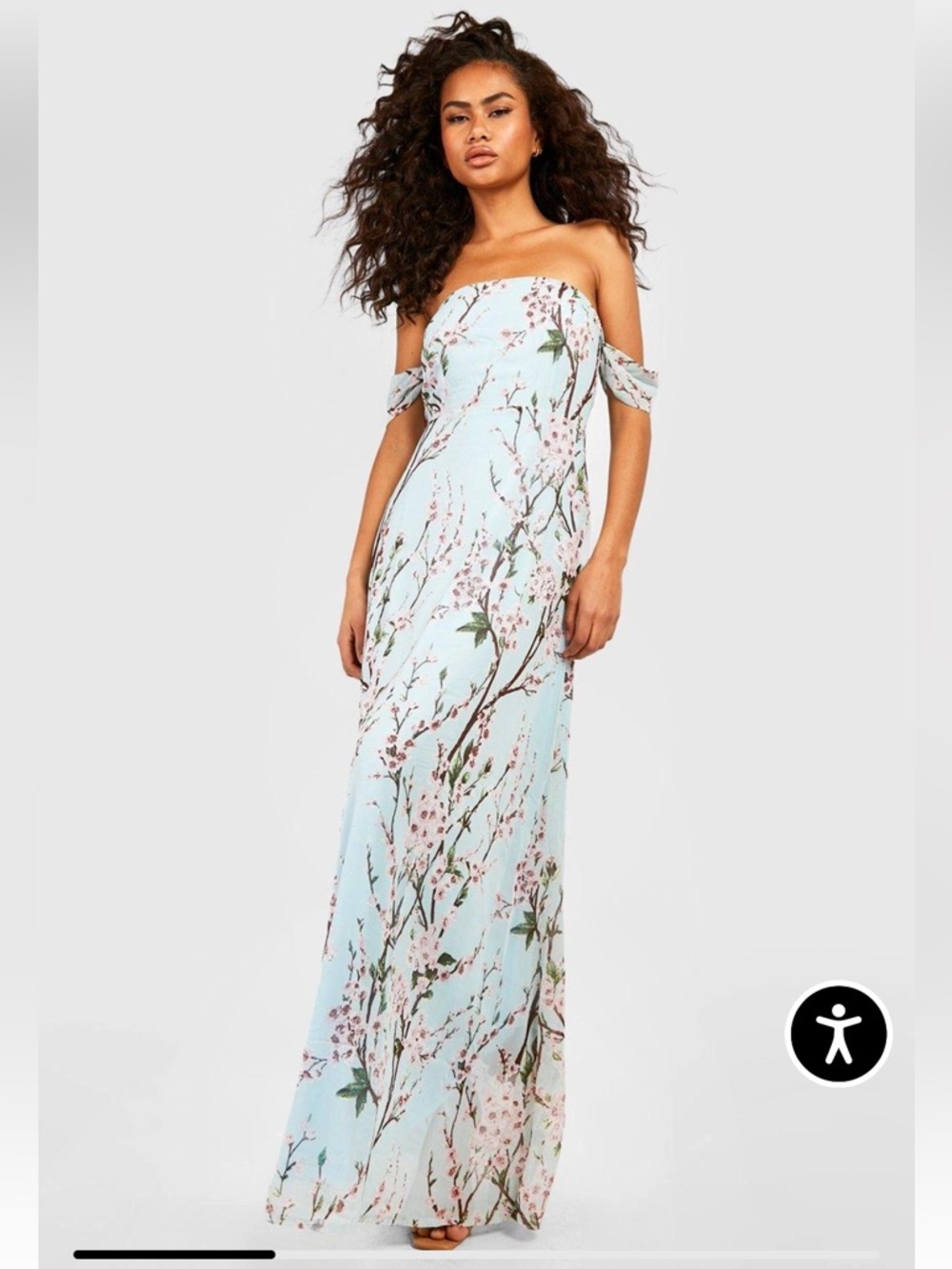 NWT boohoo Jessica Floral Off The Shoulder Maxi Dress Sz: 4